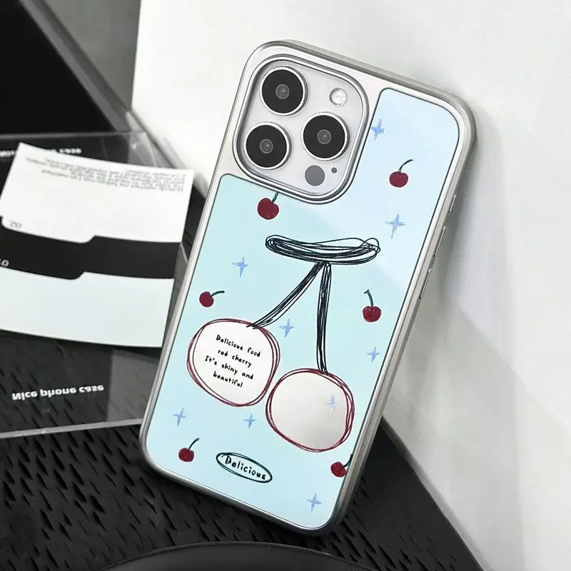 

Korean Mirror Phone Case for Samsung Galaxy A54 A55 A16 A17 S25 Ultra S24 FE S23+ Edge for Male Female Protective Cute Lov Cover