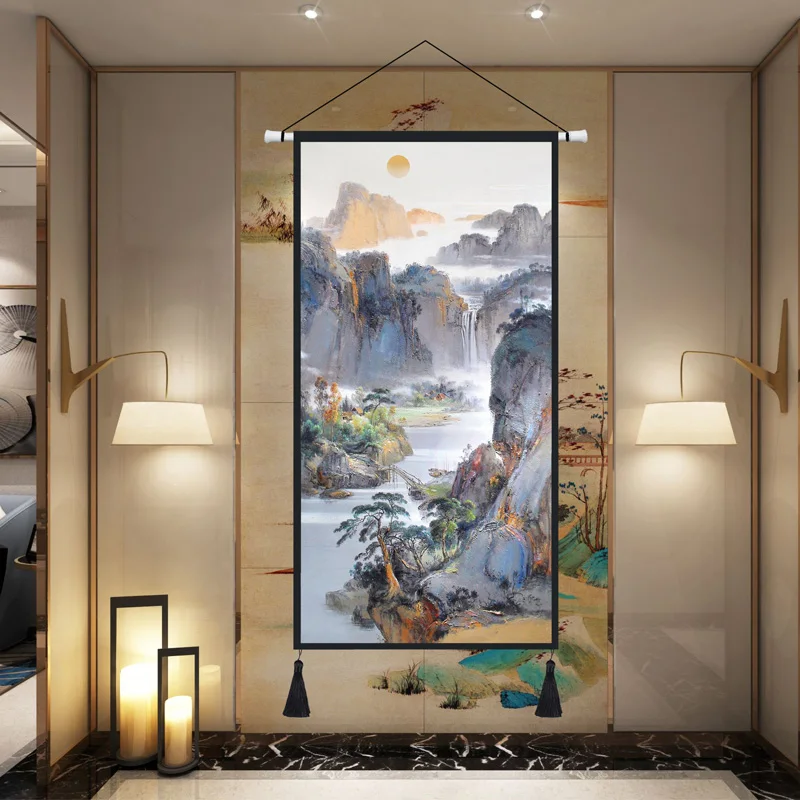 Chinese Style Wall Hanging Fabric Tapestry Living Room Hotel Lobby Wall Decorative Painting Landscape Painting Wall Tapestry