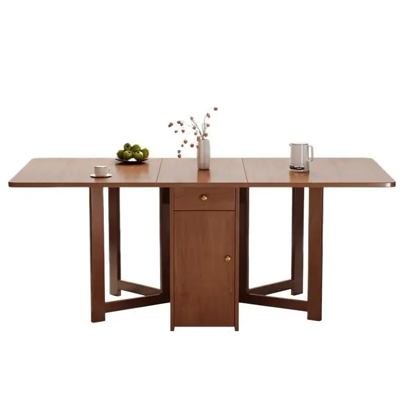 Solid wood rock slab dining table and chairs 2025 new removable rectangular dining table household small apartment folding