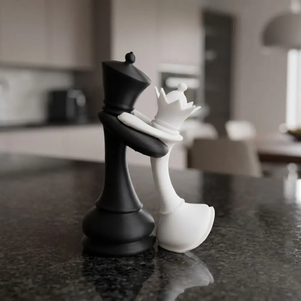 Creative 3D Printed Chess Statue Home Decoration Couple Gifts King And Queen Statue Sculpture Funny Desktop Ornaments Office