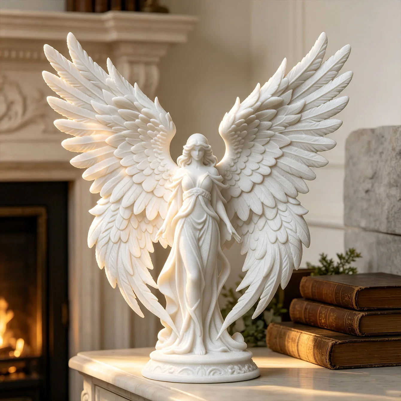 Light Luxury 3D Printed Angel Goddess Healing Ornament Pure White Wings Desktop Decoration Home Craft Art Gift For Peace view 3