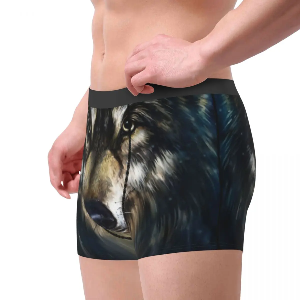 Funny Boxer Wolf Animal Shorts Panties Men Underwear Galaxy Mystery Breathable Underpants for Homme Plus Size