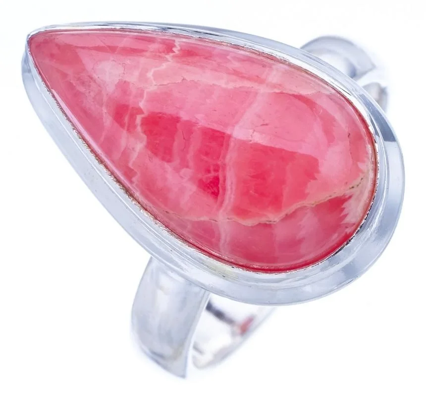 

StarGems Natural Rhodonite Handmade 925 Sterling Silver Ring 6.25 F0392