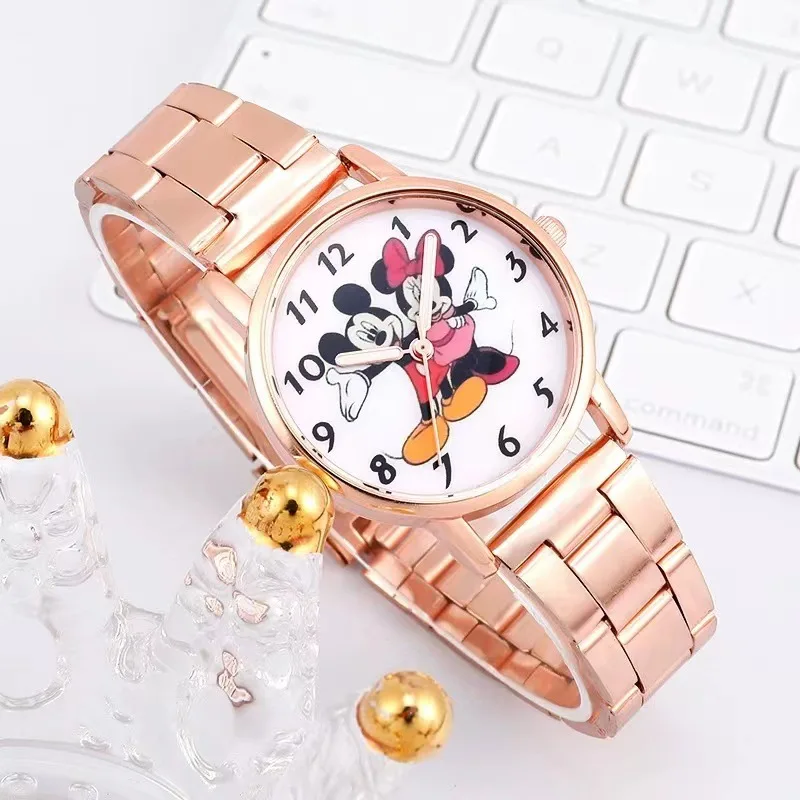 Kawaii Disney Mickey Mouse Cartoon Sports Steel Strip Quartz Watch Adjustable Watch Ladies Watch Clock Wrist Relogio Feminino