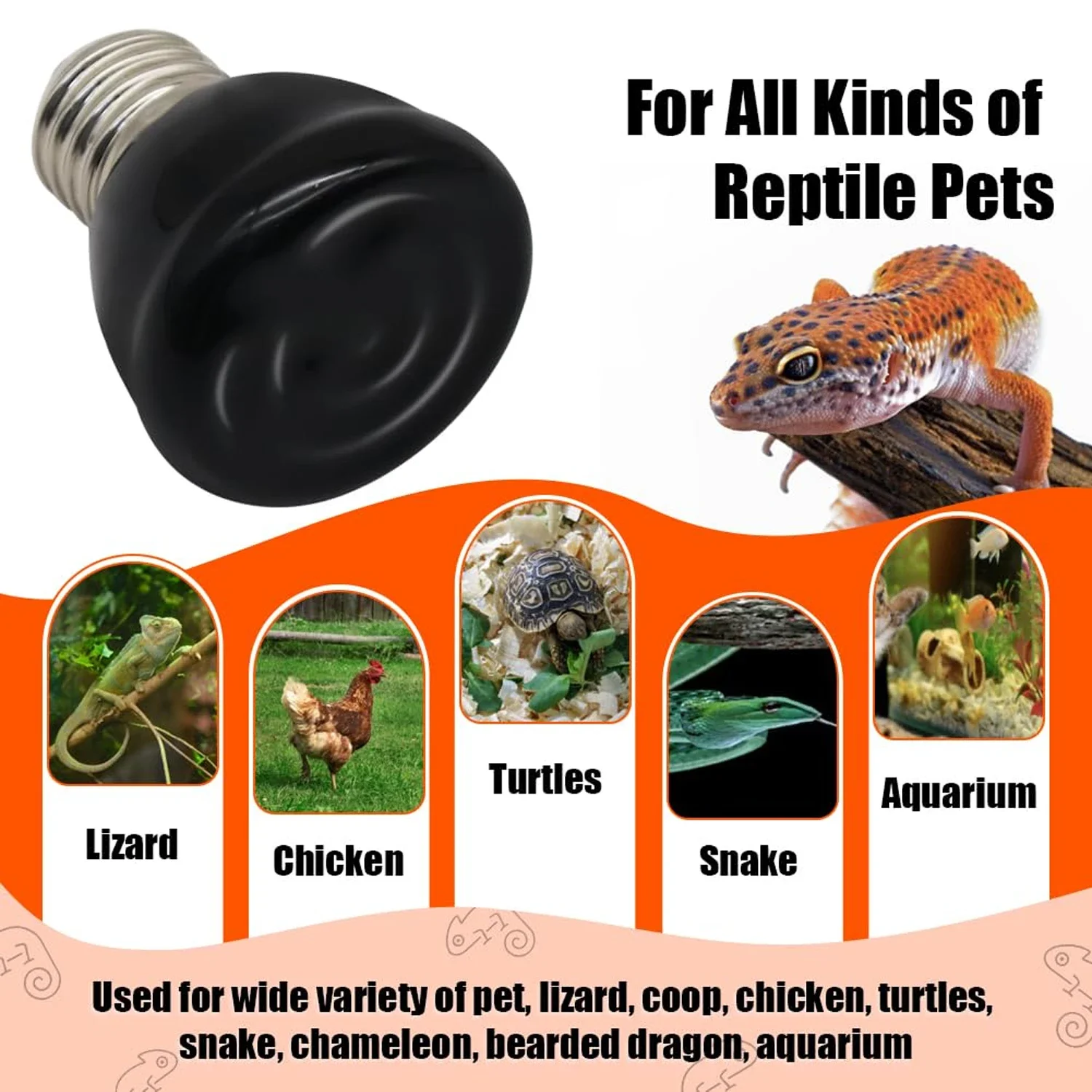 

Mini Reptile Heat Lamp 25w 50w 75w 100w Infrared Ceramic Heat Emitter No Light Emitting Reptile Heat Bulbs E26/E27 Base