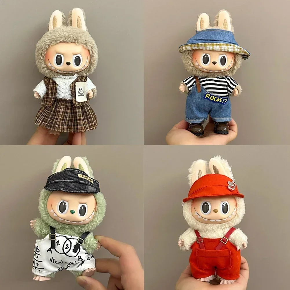 7 أو 17 سنتيمتر Labubu II المعبود دمى الملابس هدية لطيف موضة بذلة صغيرة أفخم دمية الملابس الزي اكسسوارات