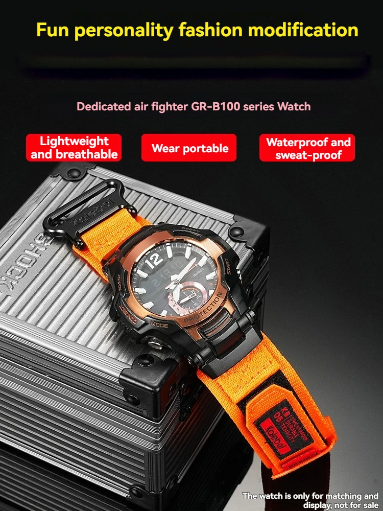 grb100 sports accessories For Casio Kongba G-SHOCK series 5536 GR-B100/GR-B100-1A2/3/4/GB modified nylon canvas watch strap with
