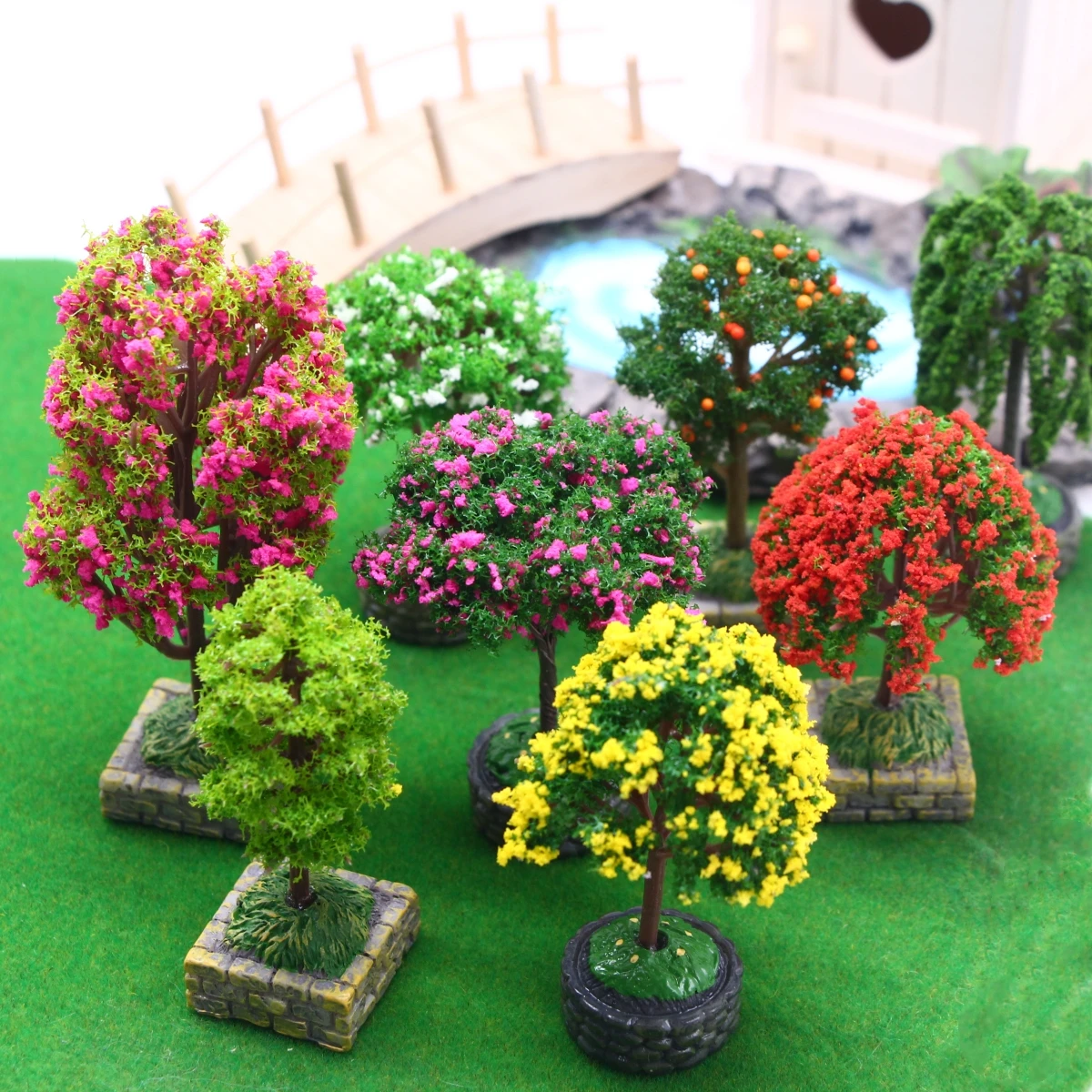 Dollhouse Miniature Flower Tree Model Accessory