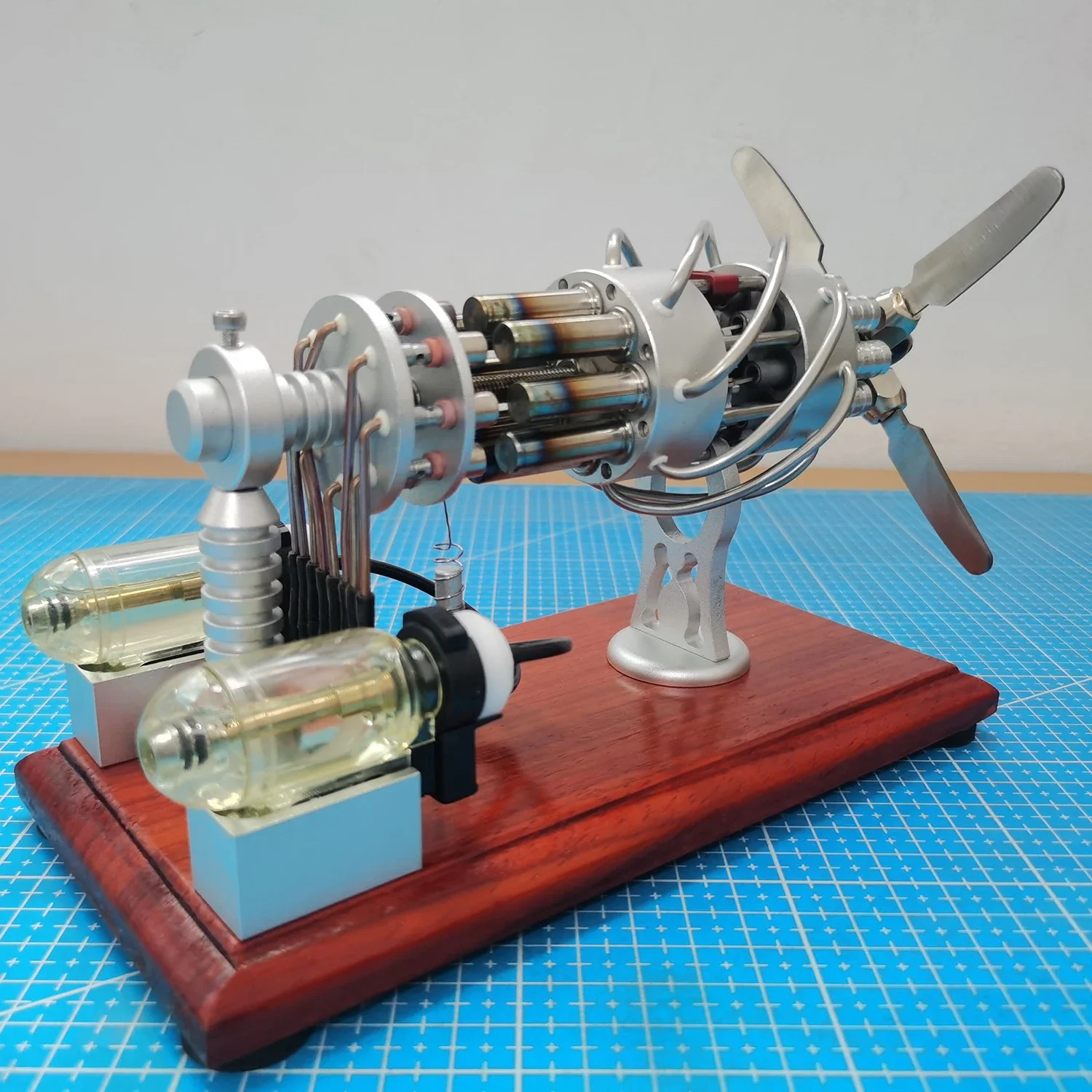 Hot Air 16 Cylinder Stirling Engine Model Double Gas Tank Stainless Steel Swash Plate Engine Physics Puzzle Science Gift Toy