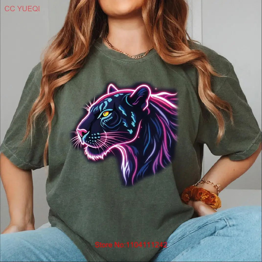 

90s Inspired Panther T Shirt Vintage Style Adult Youth Toddler Artistic Neon Colors for Animal Lovers