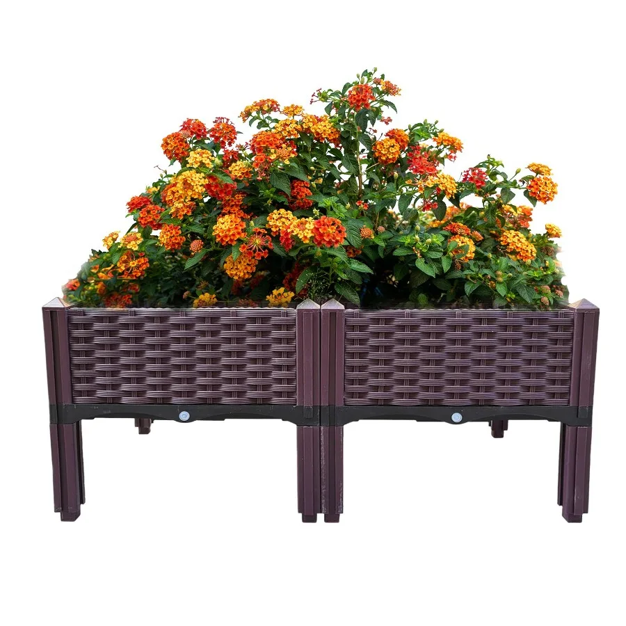 

Plastic Raised Garden Bed 2Pcs Planter Grow Boxes 14.5 H with Legs for Indoor Outdoor Vegetable Fruit Flower Herb Growing Box