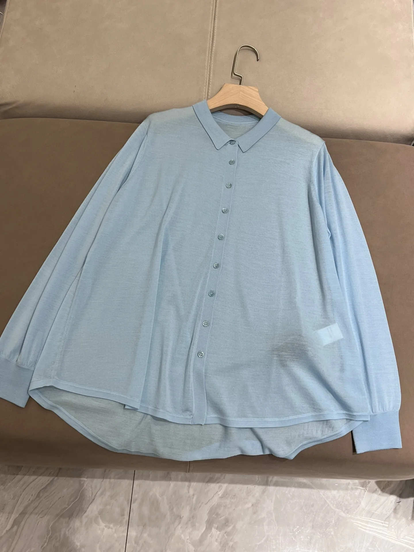 Summer 100% ultra-fine wool single breasted blouse