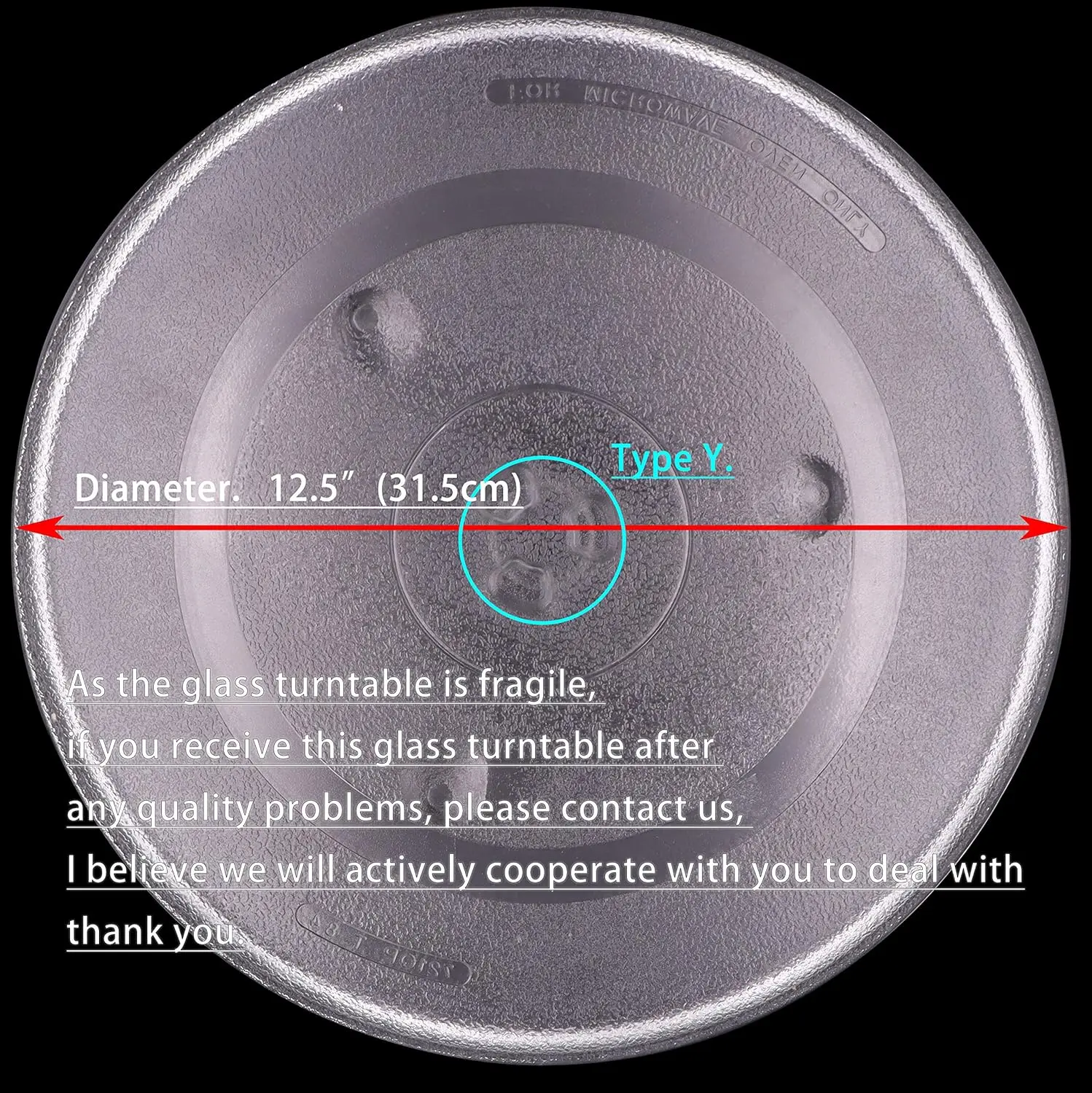 12,5 Zoll/31,5 cm Mikrowellen-Glasplatte / Mikrowellen-Glasdrehteller Ersatz für 23L 25L Küchenmikrowellen – Detail 6