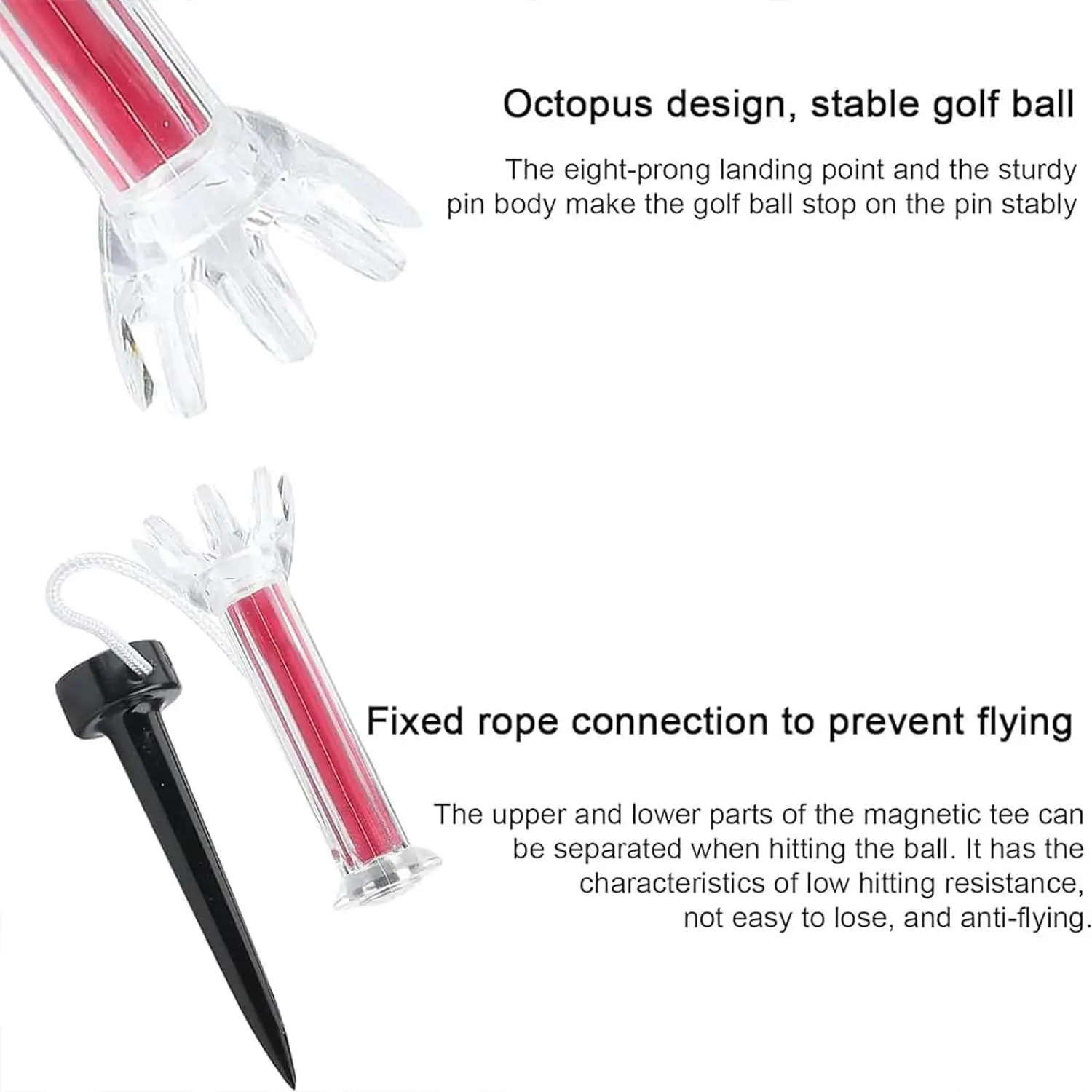 

5pcs Magnetic Golf Tee Unbreakable Plastic Magnetic- Powerful Magnetic Design, 360° Bounce,Two Sizes for Precision