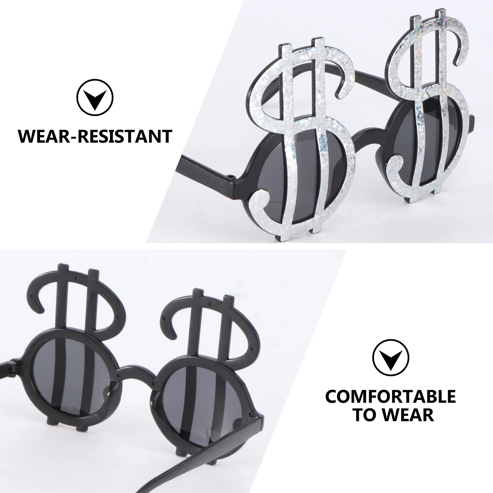 Lunettes de soleil en plastique avec symbole de Dollar, Design de dessin animé drôle, couleur aléatoire, lunettes de fête parfaites pour Halloween, mascarade, anniversaire, nouveau