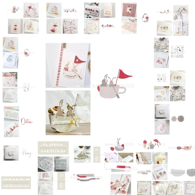 Osterei 2026 NEU Hasen-Gänseblümchen-Freundliche Stanzformen Scrapbook-Tagebuch-Dekoration Schablone Prägevorlage DIY Grußkarte