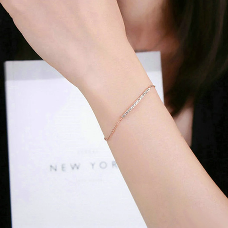 ZHOUYANG Top Quality ZYH126 Concise Crystal Rose Gold Color Bracelet Jewelry  Austrian Crystals