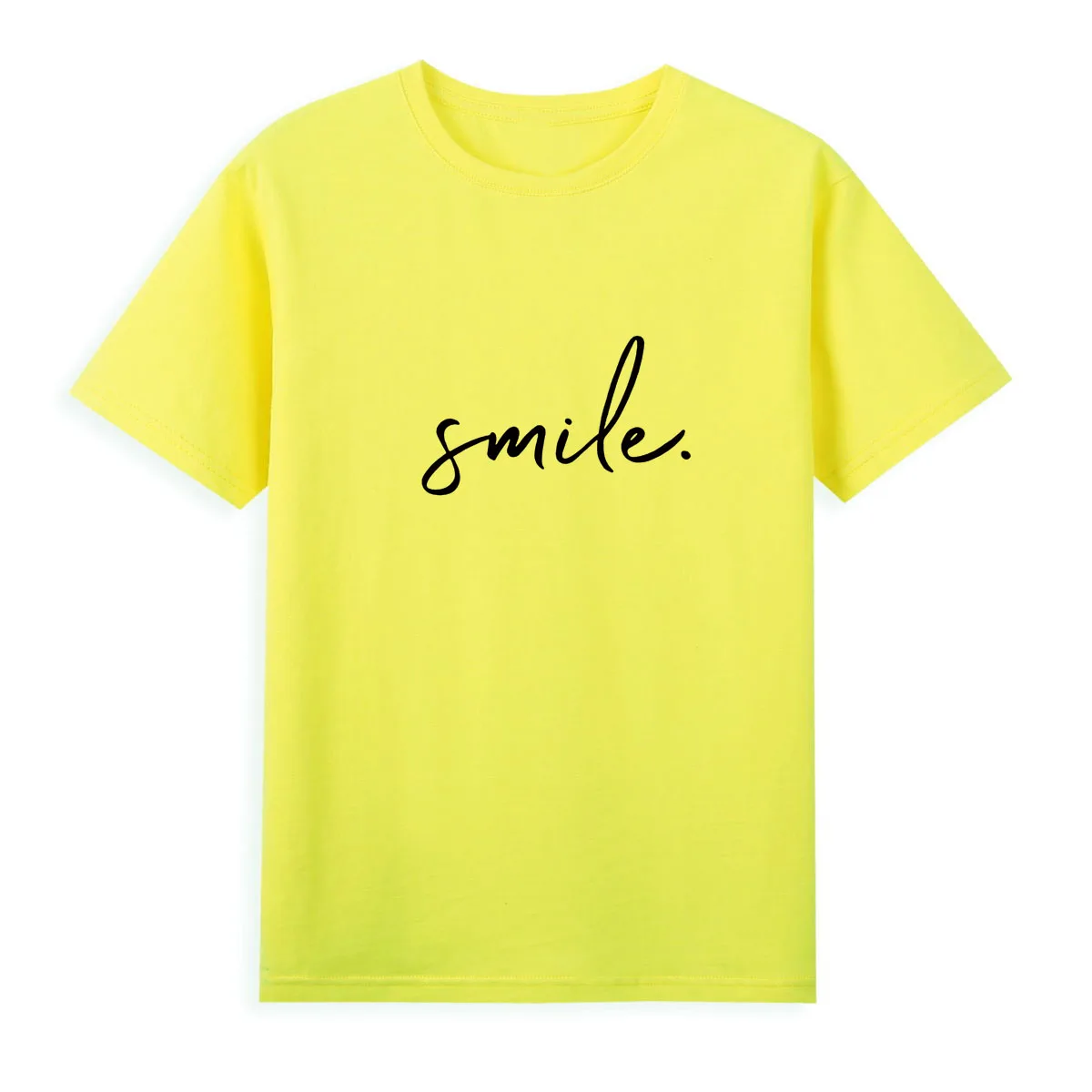 Simple Smile Fashion T-shirt Summer Short Sleeve Casual Clothing For Women Brand Good Quality Top Tees A075