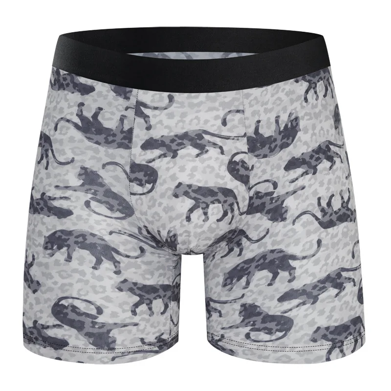 

Мужские эластичные длинные боксеры, удлиняющие износостойкие боксеры на плоской подошве, сексуальные шорты с U-образной выпуклой сумкой, дышащие молодежные трусы