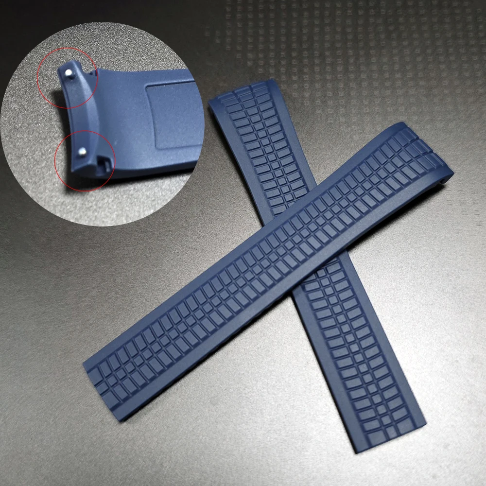 For Patek Philippe Aquanaut 5164A 5167A 5167R Blue High Qualtiy Cruved Rubber WatchBand Strap 21MM