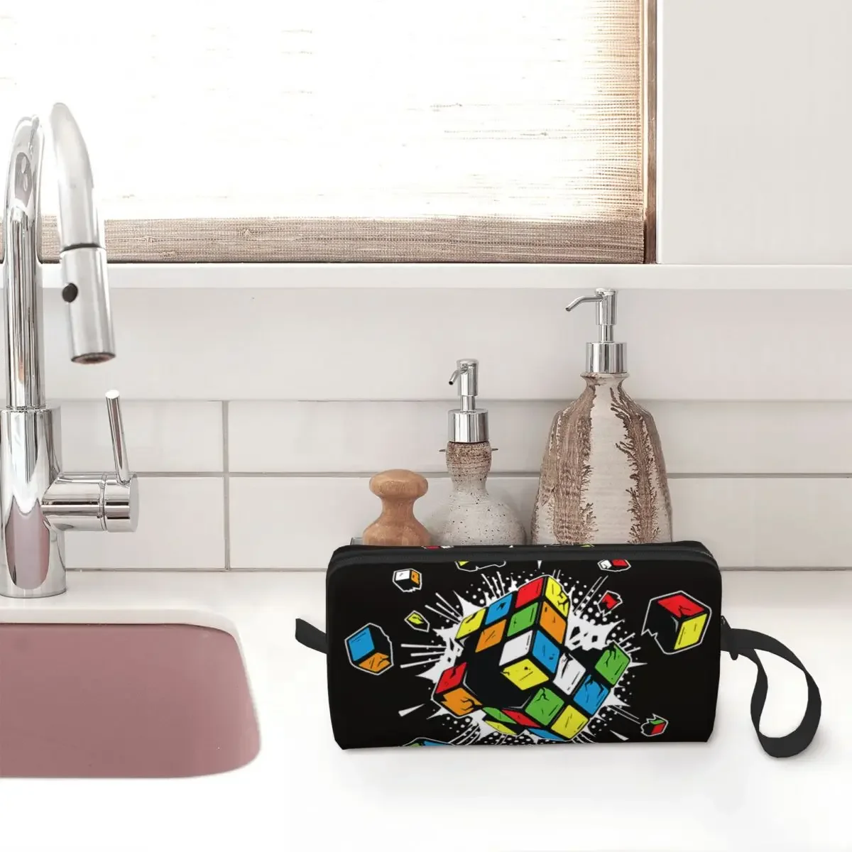 Exploding Rubix Rubiks Rubics Cosmetic Bag Women Fashion Big Capacity Math Lovers Makeup Case Beauty Storage Toiletry Bags image 4