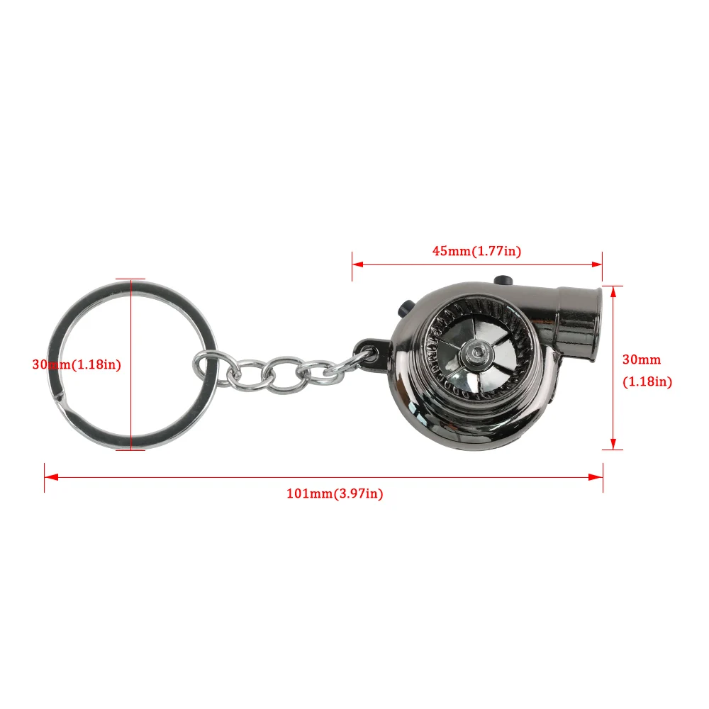 USB LED Mini Turbo Sound Turbocharger Keychain Spinning Turbine Key Chain Ring Keyring Keyfob Car Keyring Car