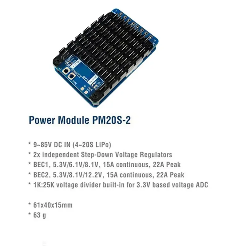 2X For MATEK POWER MODULE PM20S-2 2X Independent Step-Down Voltage Regulators 9V-85V For FPV Drone