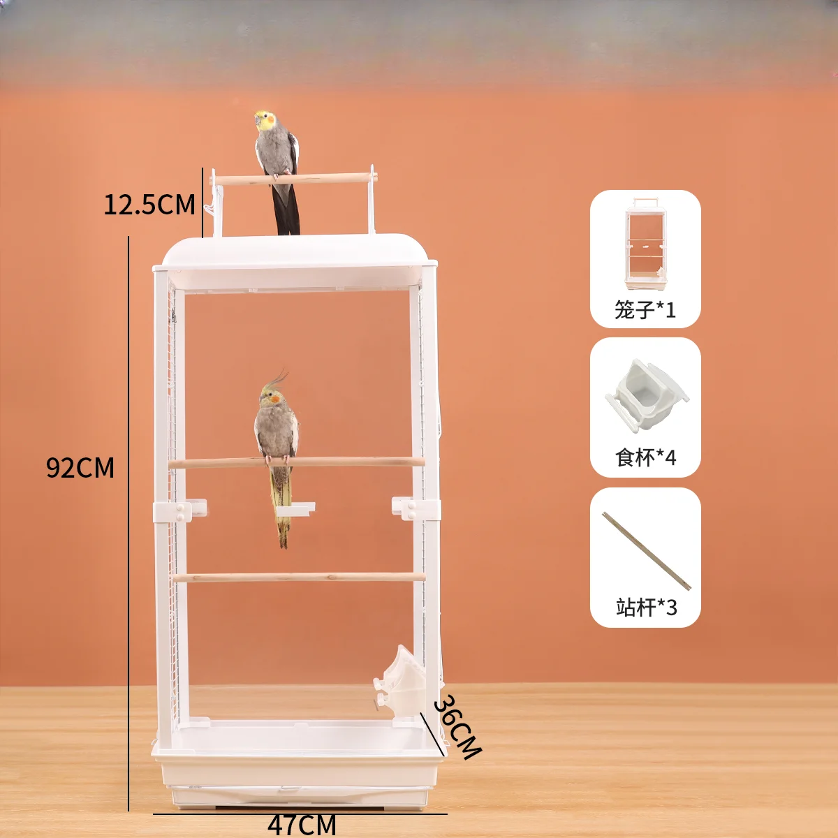 Transparent Acrylic Metal Bird Cage Parrot Large Luxury Villa Stand Xuanfeng Starling Budgie To Prevent Splashing