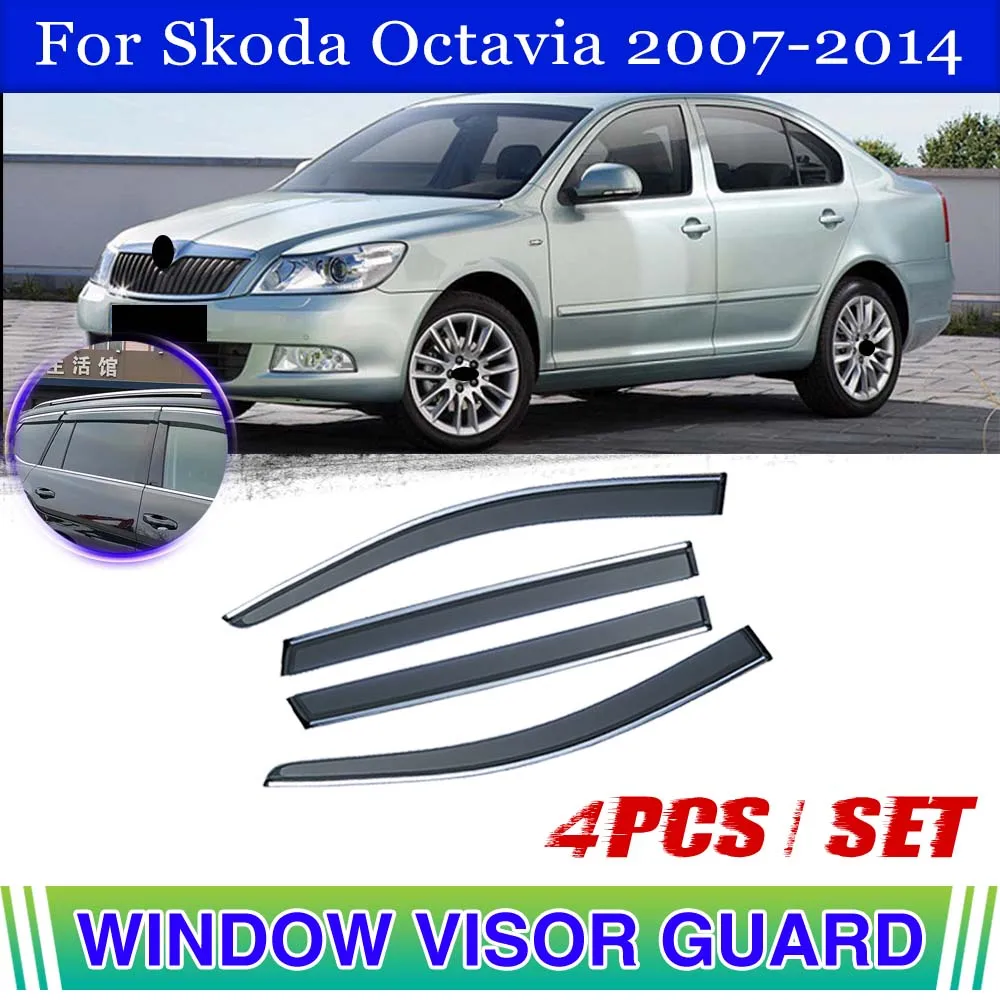 Car Window Visor For Skoda Octavia 2008 2009 2010 2011 2012 2013 2014 Deflectors Window Rain Guard Weathershield Sun Rain Guard