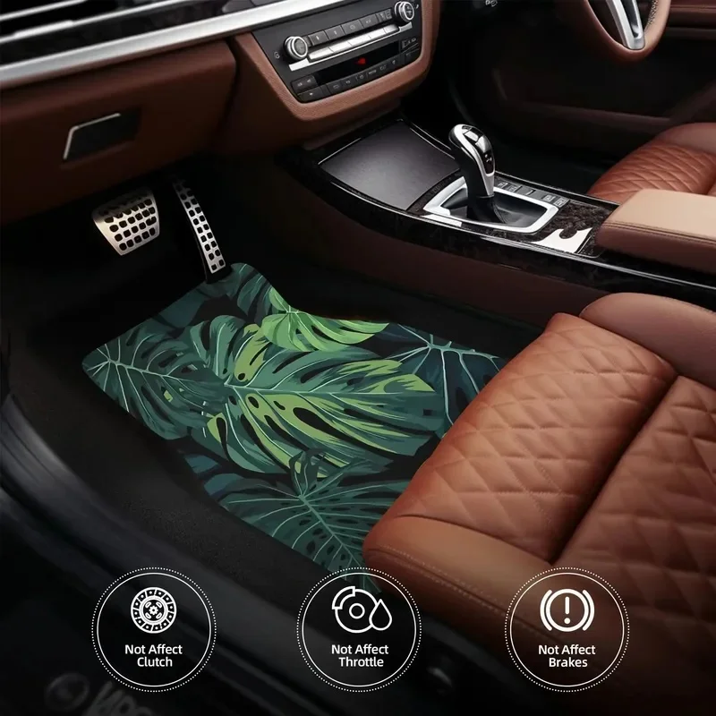 4 Monster Leaf Car Mats - Durable, Suitable For Front And Rear Seats, An Ideal Choice To Keep The Vehicle Interior Tidy, Perfect