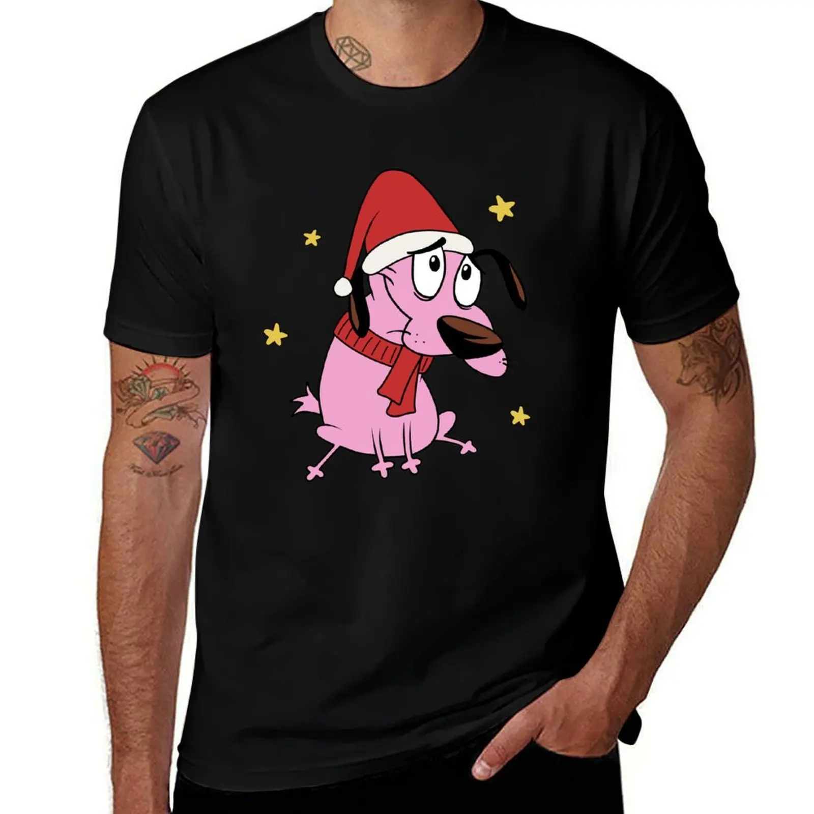 

Christmas Courage the Cowardly Dog T-Shirt vintage clothes customs Short sleeve tee oversized t shirt men