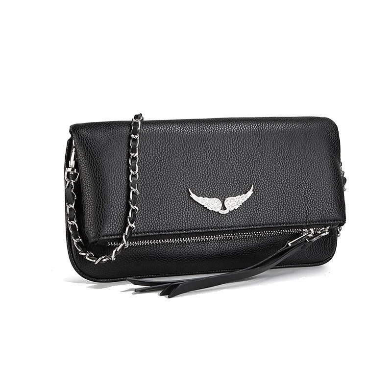 

2026 New Minimalist Designer Chain Crossbody Bag Retro Wing Shoulder Purse for Women Cute Small Underarm Handbag Multiple Color