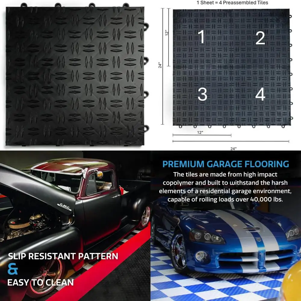 Interlocking Heavy-Duty Non-Slip Copolymer Garage Floor Tiles - Durable, Modular, Easy Installation, Suitable for Workshops and