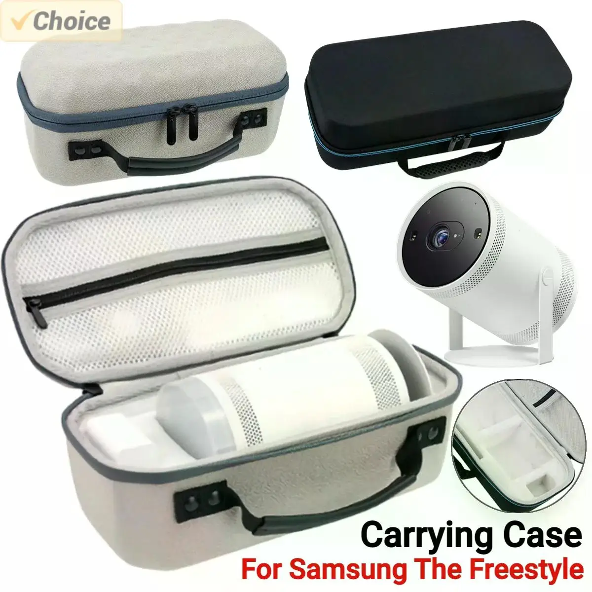 Salange Storage Case for HY300 Projector Travel Carry Projector Bag for Samsung The Freestyle Zipper Protector Carrying Bags