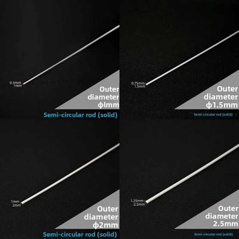 ABS Half Round Rod Bar Diameter 1mm 1.5mm/2mm/2.5mm/3mm/4mm/5mm/6mm/8mm/10mm/ for DIY Architecture Building Scene Materials