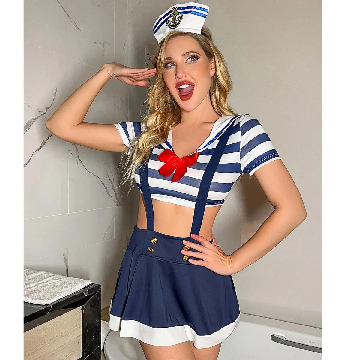 New Design Women\'s Sexy Two Pieces Roleplay Sailor Uniform Adult Lady Night Club Dress Up Party Cosplay Costumes Fliter Clothes