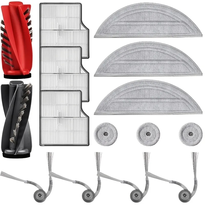 For Roborock Saros 10  Accessory Kit (15-Piece ):  Main Brushes, Side Brushes, Filters, Long Mopping Cloths, Round Mopping Pads