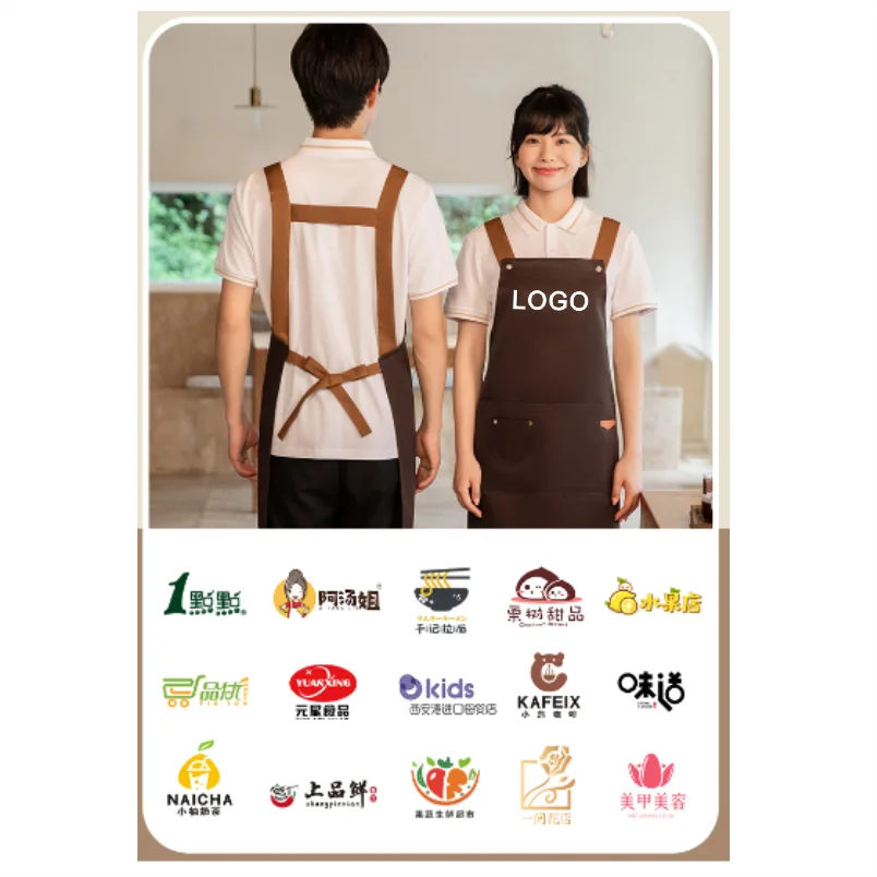 2025New Personalizzato Ricamo Stampa Logo Firma Grembiuli da cucina impermeabili Home Chef Abiti da forno con tasche Bavaglino per adulti