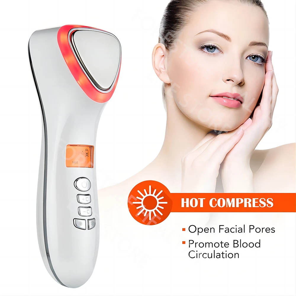 Hot Cold Face Skin Care Massager Ultrasonic Cryotherapy Skin Rejuvenation Face Lifting Beauty Massage Machine For Skin Beauty