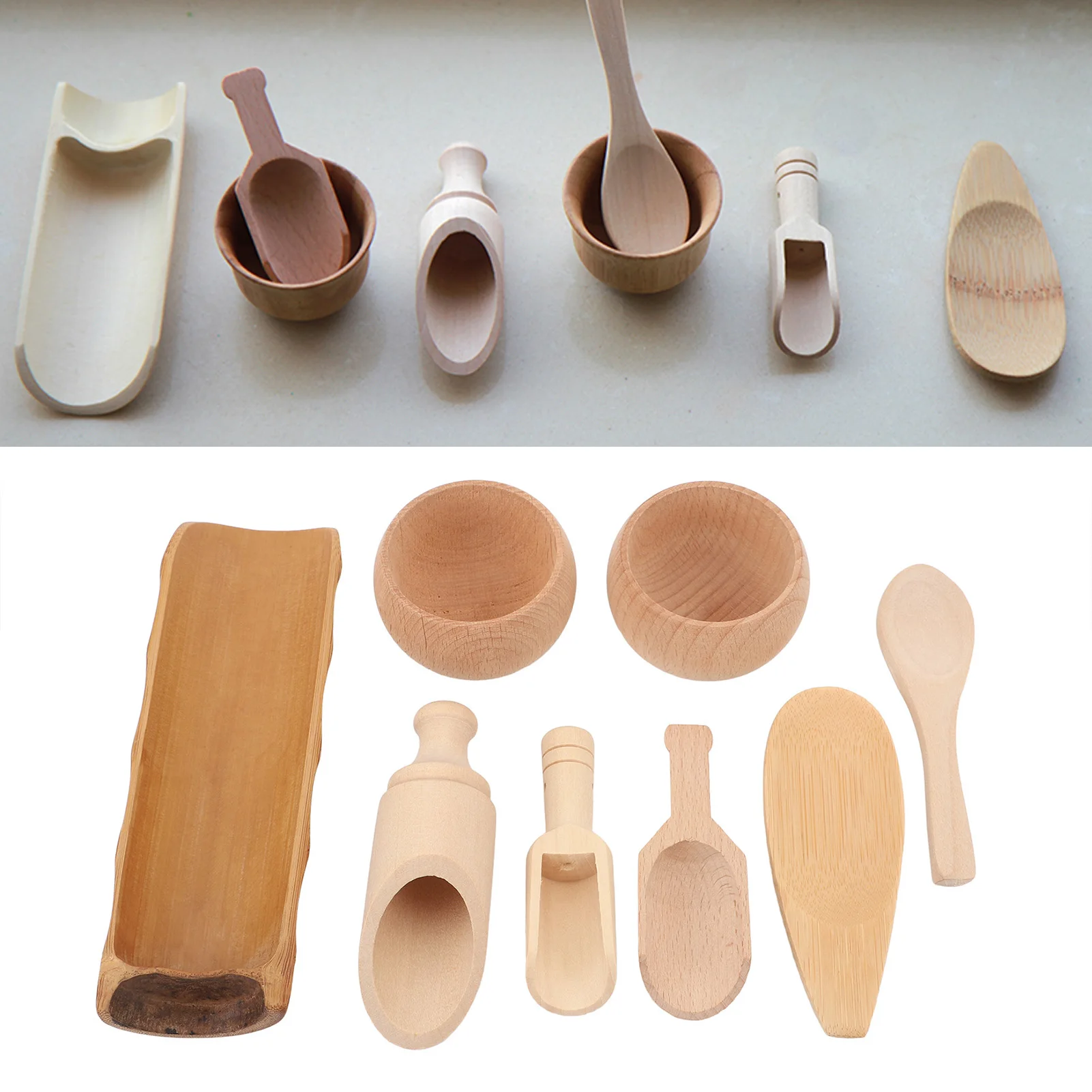 Sensory Bin Tools Toy Pre Teaching Safe Educational Wooden Bowls Scoop Toys for Transfer Work Fine Motor Learning