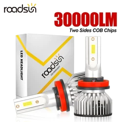 9005/HB3 9006/HB4 9012 H1 H7 H11 High/Lo Beam H4 All In One LED Bulbs 30000LM 6500K White Double COB Chips LED 2pcs