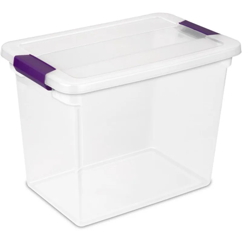 27 Qt ClearView Latch Storage Box Stackable Bin with Latching Lid, Plastic Container to Organize Clothes in Closet,