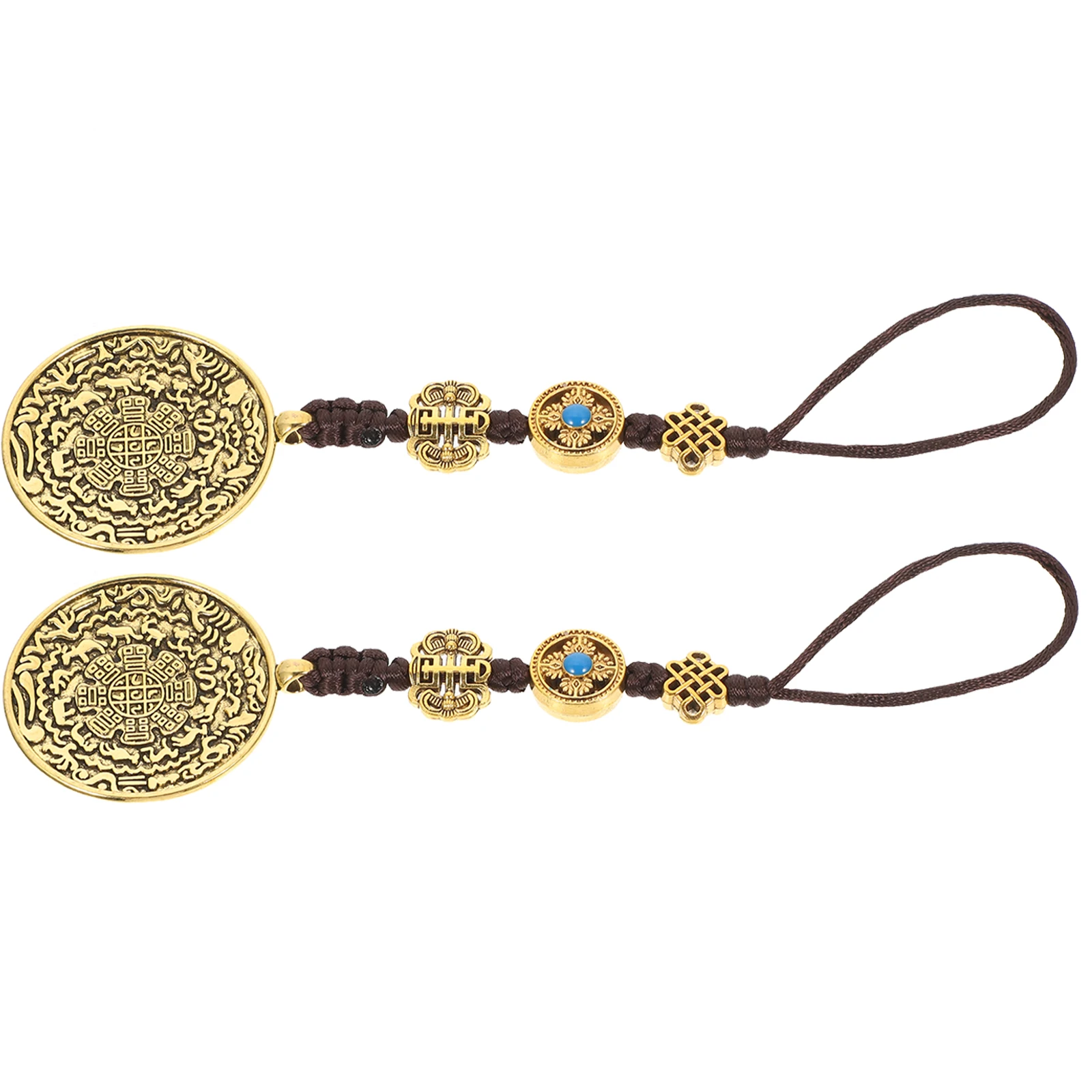 

2pcs Vintage Pendant Necklace Retro Charm Decorative Jewelry Tibetan Style Lightweight Clavicle Chain Unique Party Gift