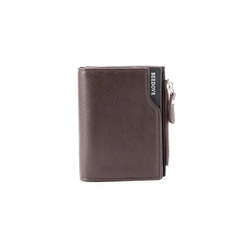 Fashion Zipper PU Leather Wallet Mini Waterproof Short Wallet Men Cash Clip ID Card Cover Men Coin Purse Business