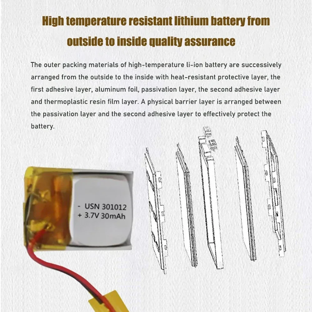 30 mAh 3,7 V 301012   Batteria ricaricabile lipo ai polimeri di litio per GPS MP3 MP4 PAD DVD Telefono altoparlante per cuffie bluetooth fai da te