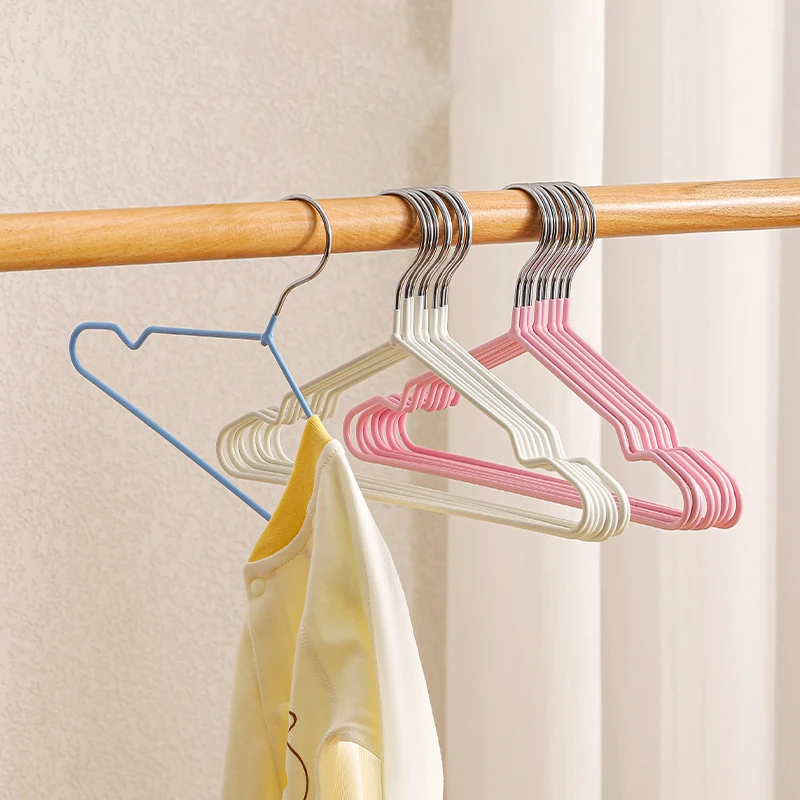 Grucce per bambini Rivestimento in gomma antiscivolo Grucce per vestiti per bambini Grucce per neonati in metallo per l'organizzazione dell'armadio dei pantaloni del cappotto del bambino