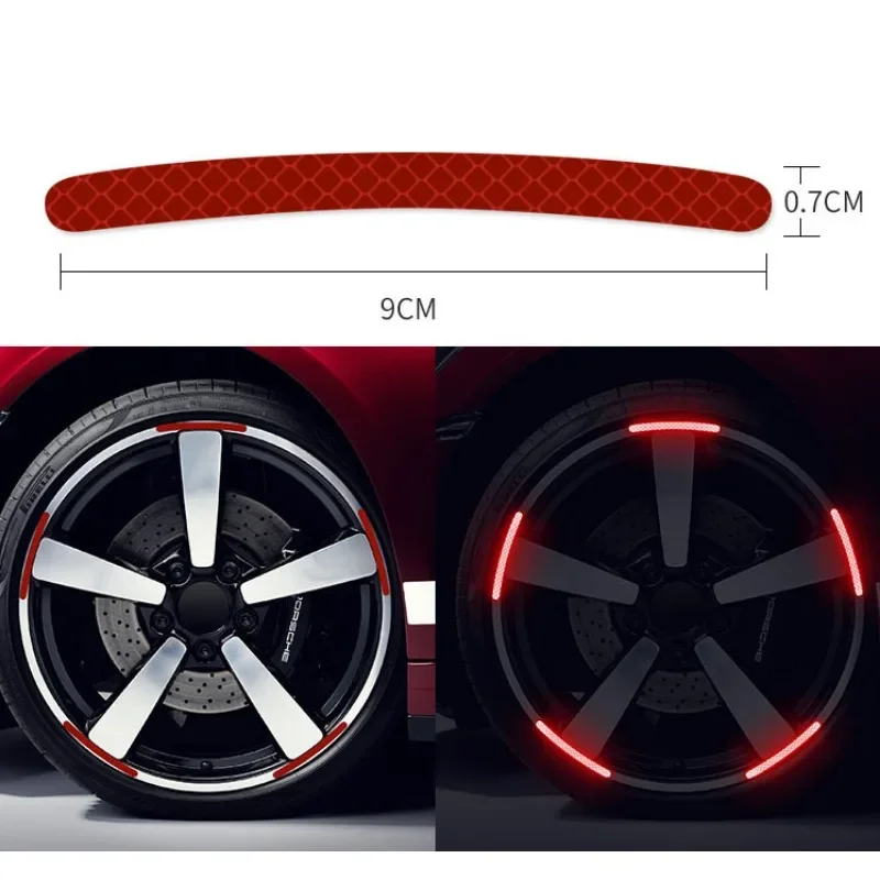 20/40Pcs Car Motorcycle Wheel Reflective Strips Colorful Hub Stickers Car Styling Decal Sticker Auto Moto Decoration Accessories