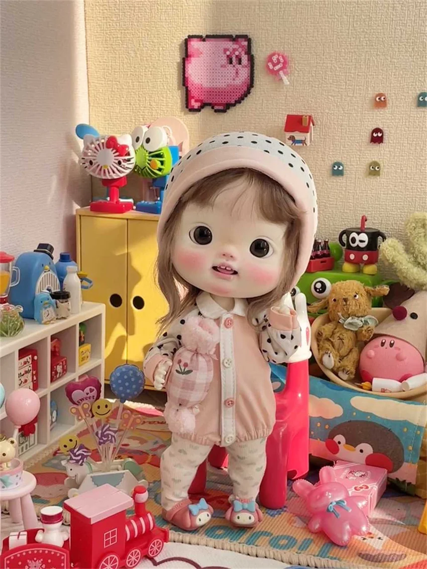 BJD Doll Baby Clothes Toy Big Head Diandian Onesie Cute Colorful Gorgeous Pink Soft Pants Coats Doll Accessories (no doll)
