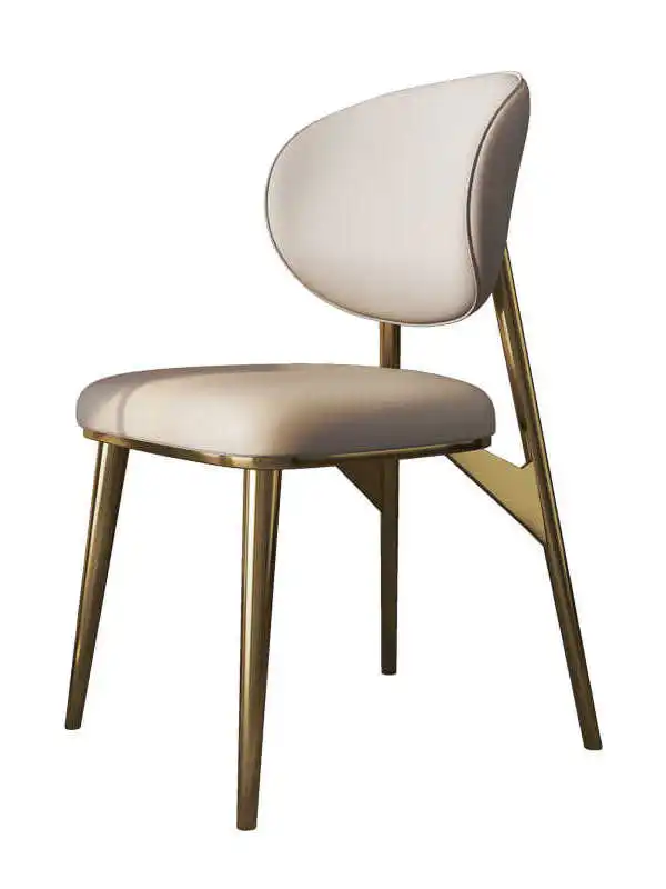 

Light luxury dining chair, leather first-layer cowhide household small apartment backrest chair