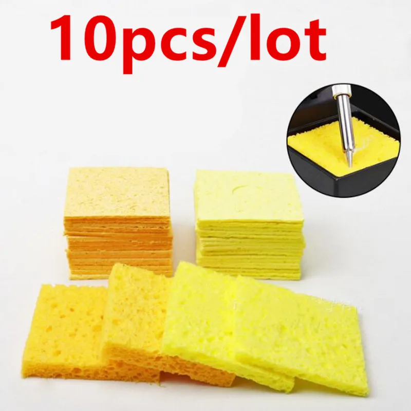 10pcs Soldering Iron Cleaning Sponge Solder Destin Cotton High Temperature Resistance 6x6CM Water Expansion Cleaning Cotton